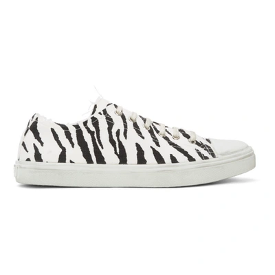 Saint Laurent Zebra Print Distressed Detail Sneakers In White