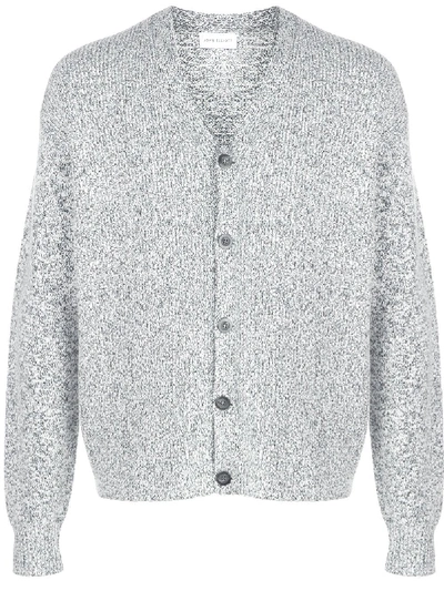 John Elliott White & Grey Wool Blend V-neck Cardigan In Grey/white