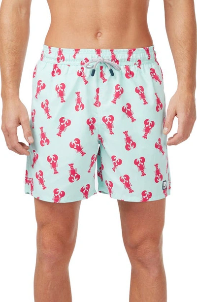 Tom & Teddy Men's Lobster-print Swim Trunks In Light Blue