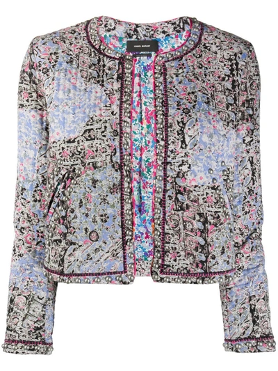 Isabel Marant Studded Patchwork Cotton & Linen Jacket In Blue