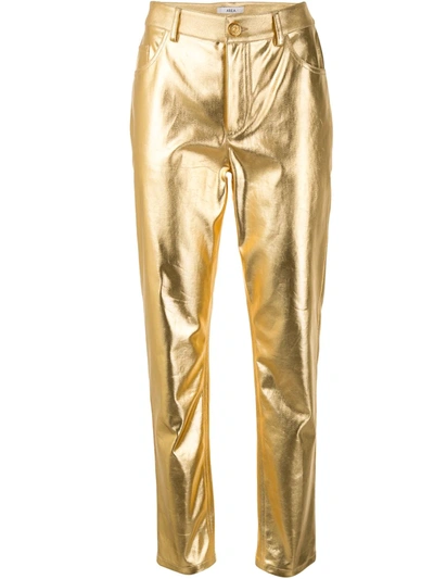 Area Metallic Coated High Waist Ankle Skinny Jeans In Gold