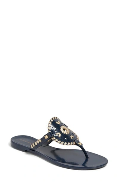 Jack Rogers 'georgica' Jelly Flip Flop In Midnight/gold