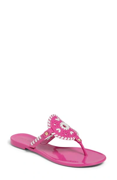 Jack Rogers Thong Sandals - Georgica Jelly In Brightpink/whit