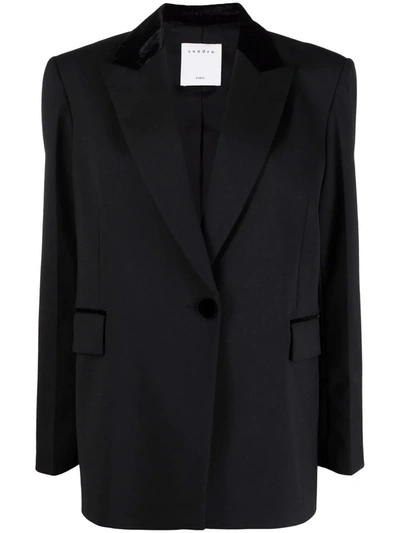 Sandro Peak-lapel Single-breasted Blazer In Black