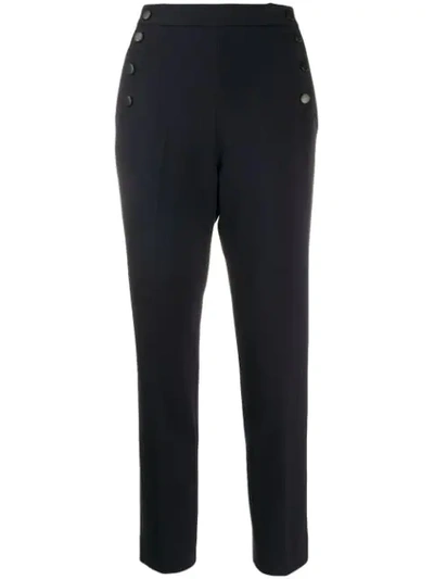 Sandro High Waisted Trousers In Blue