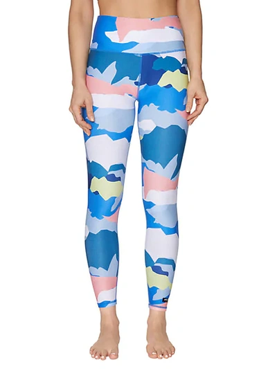 Betsey Johnson Abstract-print High-rise Leggings In Rio Blue