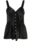 3.1 Phillip Lim / フィリップ リム Faux Pearl-embellished Ruffled Satin-crepe Camisole In Black