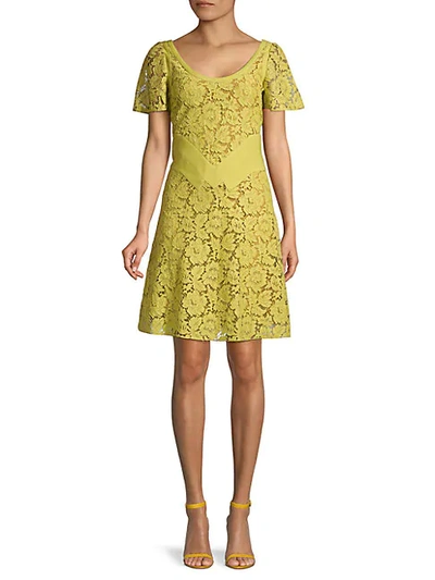Valentino Embroidered Floral Dress In Yellow