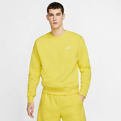 Nike Men's Sportswear Club Fleece Crewneck Sweatshirt In Yellow