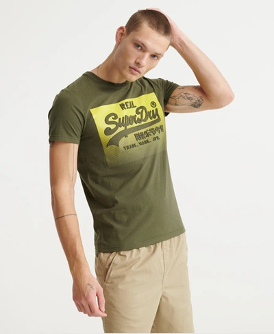 Superdry Vintage Logo Halftone Embossed T-shirt In Green