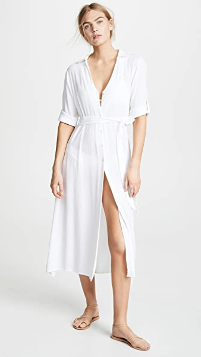 Playa Lucila Shirt Cover Up Dress In White