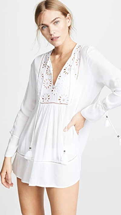 Playa Lucila Eyelet Tunic Dress In White