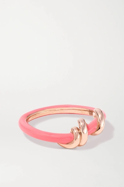 Bea Bongiasca Baby Vine 9-karat Rose Gold And Enamel Ring In Pink