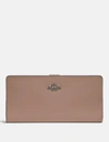 Coach Skinny Continental Leather Wallet In Light Antique Nickel/taupe