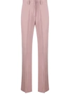 Hebe Studio Mid-rise Straight Leg Trousers In Pink & Purple
