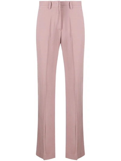 Hebe Studio Mid-rise Straight Leg Trousers In Pink & Purple