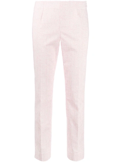 Peserico Houndstooth Check Slim Fit Trousers In Pink