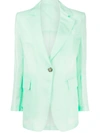Msgm Single-breasted Blazer In Green
