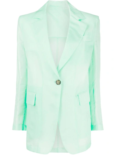 Msgm Single-breasted Blazer In Green