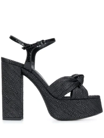 Saint Laurent Woven Platform Sandals In Black