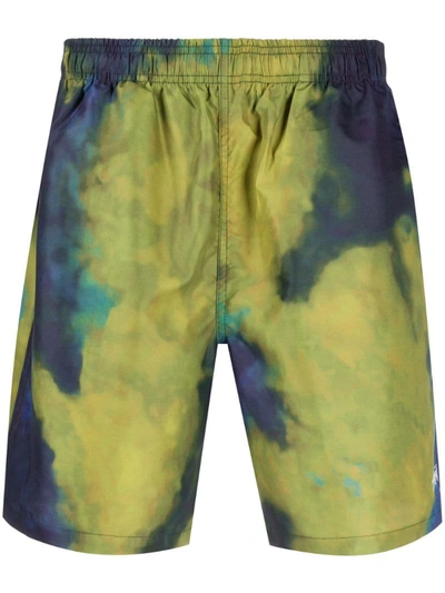 Stussy Dark Dye Water Swim Shorts In Blue,green