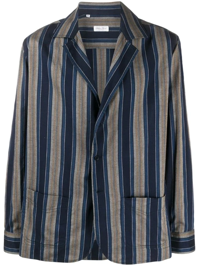 Salvatore Piccolo Blue Thick Striped Blazer Jacket