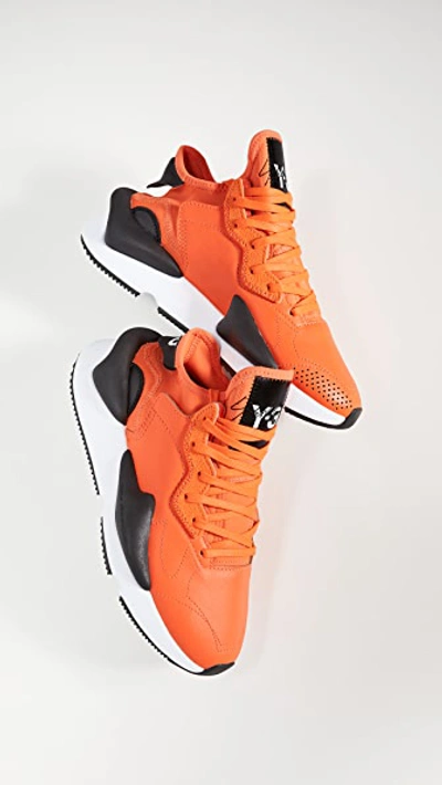 Y-3 Kaiwa Leather Sneakers In Orange