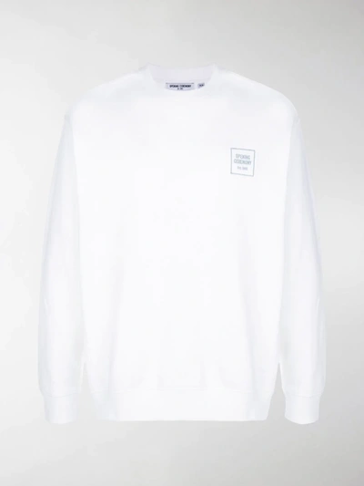 Opening Ceremony Embroidered Logo Crew Neck Sweatshirt In White