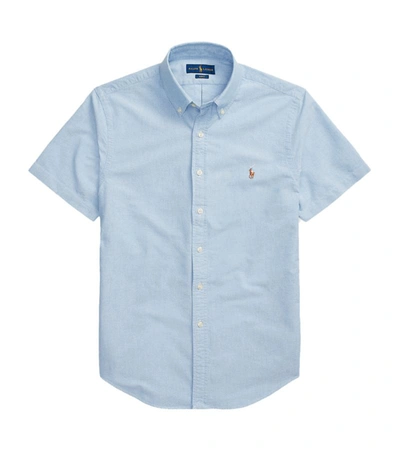 Ralph Lauren Short-sleeved Oxford Shirt In Blue