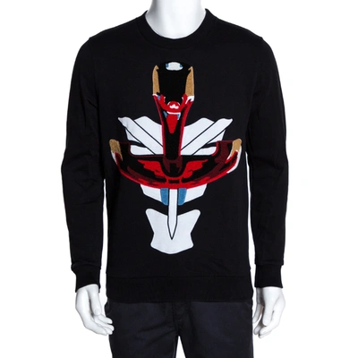 Pre-owned Givenchy Black Tribal Motif Cotton Crew Neck Sweatshirt Xs