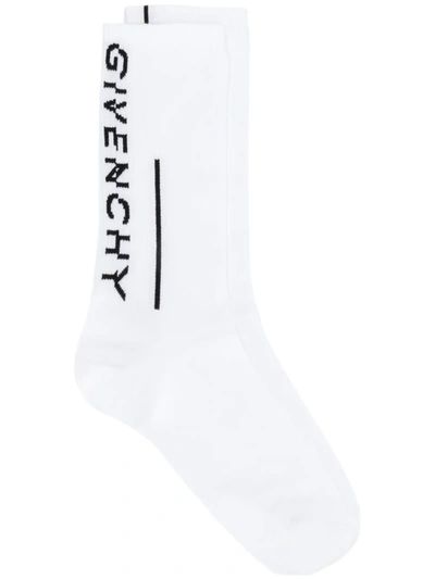 Givenchy Logo Intarsia Cotton Blend Socks In White