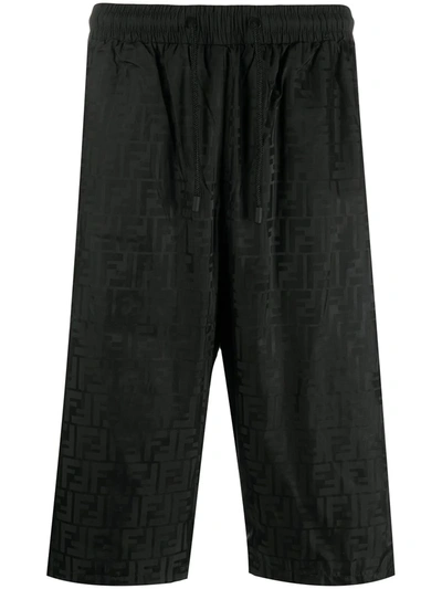 Fendi Striped Ff Bermuda Shorts In Black