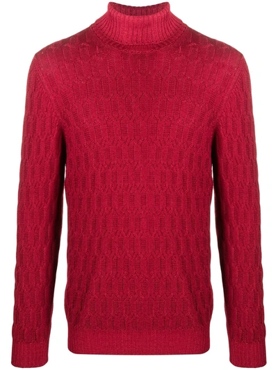 Tagliatore Igor Cable-knit Virgin Wool Jumper In Red