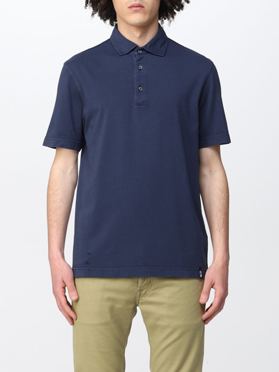 Drumohr Mens Blue Cotton Polo Shirt