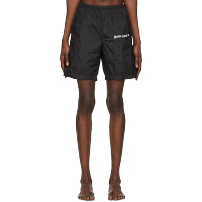 Palm Angels Logo Print Swim Shorts In 1001 Blkwht