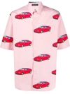 Versace Racecar Print Short Sleeve Button-up Shirt In Pink