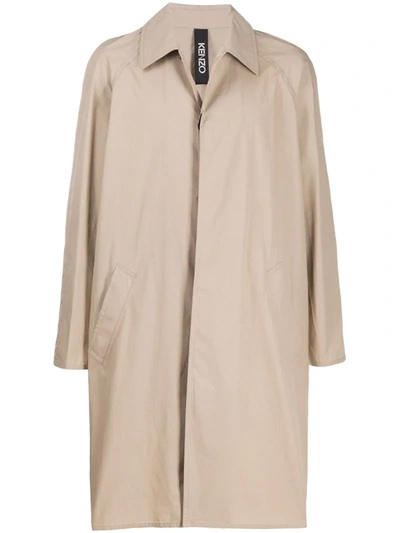 Kenzo Single-breasted Trench Coat In Beige