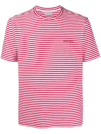 Woolrich Striped Logo T-shirt In White