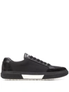 Prada Men's Suede-trim Low-top Sneakers In Nero/ Bianco