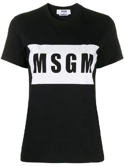 Msgm Women's Black Cotton T-shirt