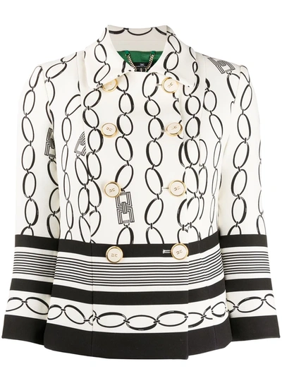 Elisabetta Franchi Chain Print Jacket In Burri Color In Neutrals