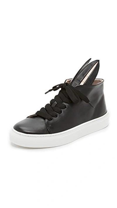 Minna Parikka Bunny Ear Hi-top Sneakers In Black