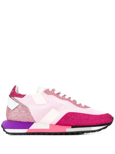 Ghoud Glitter Panel Trainers In Pink