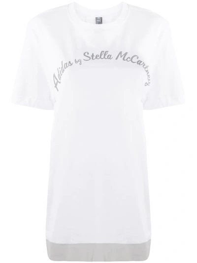 Adidas By Stella Mccartney Oversized Cutout Printed Cotton-blend Jersey T-shirt In White