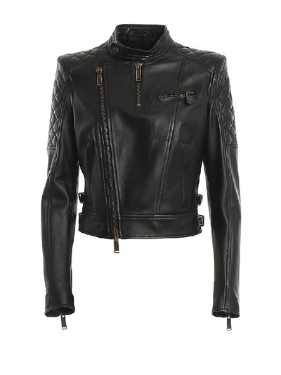 Dsquared2 Kiodo Biker Leather Jacket In Black