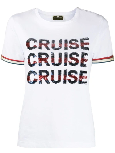 Elisabetta Franchi Sequin Embellished T-shirt In White