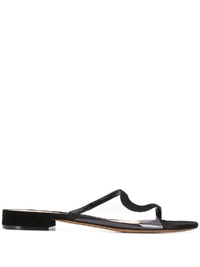 Alexandre Vauthier Suede Flat Sandals In Black