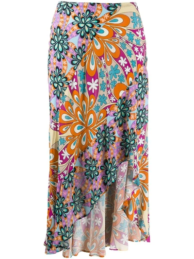Pinko Patchwork Asymmetric Skirt In Multicolour