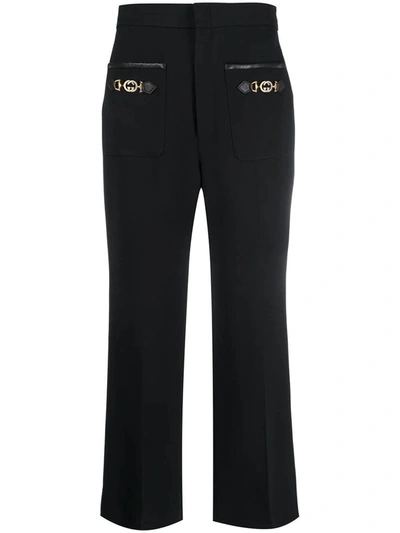 Gucci Gg Front Logo Trousers In Black