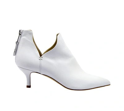 Strategia White Leather Ankle Boots